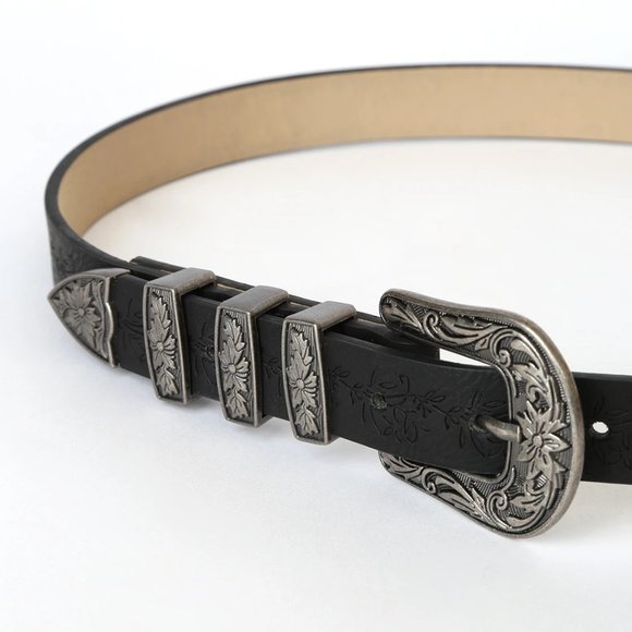 Wild Blooms Black Floral Embossed Belt - Picture 4 of 4